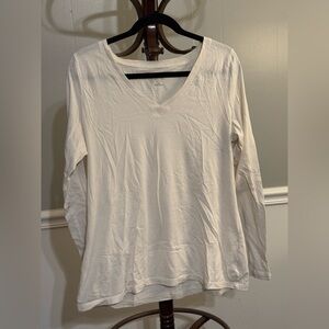 Mossimo Supply Co. Cream Long Sleeve V-Neck Top